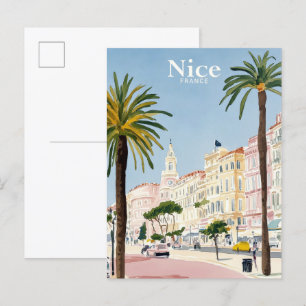 Carte Postale Nice France Aquarelle Peinture Voyage