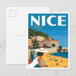 Carte Postale Nice France Art Vintage Voyage