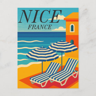 Carte Postale Nice France Côte d'Azur Plage Voyage Vintage