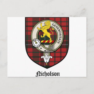 Carte Postale Nicholson Clan Crest Badge Tartan