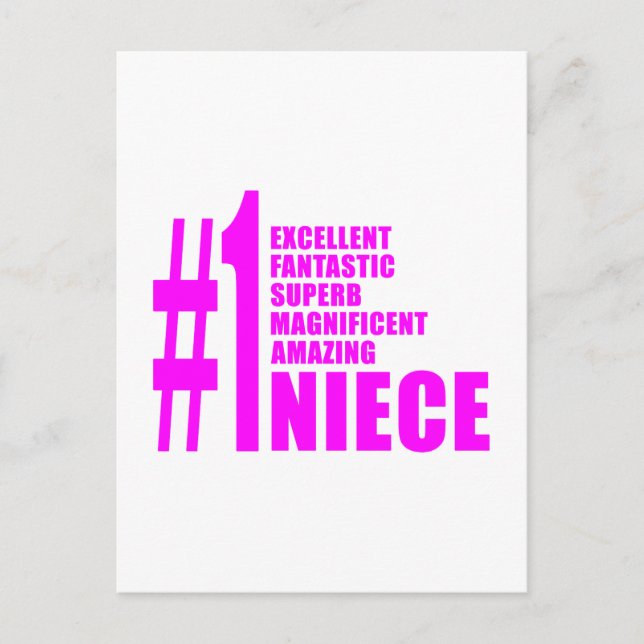 Carte Postale Nièces modernes roses : Numéro Un nièce (Devant)