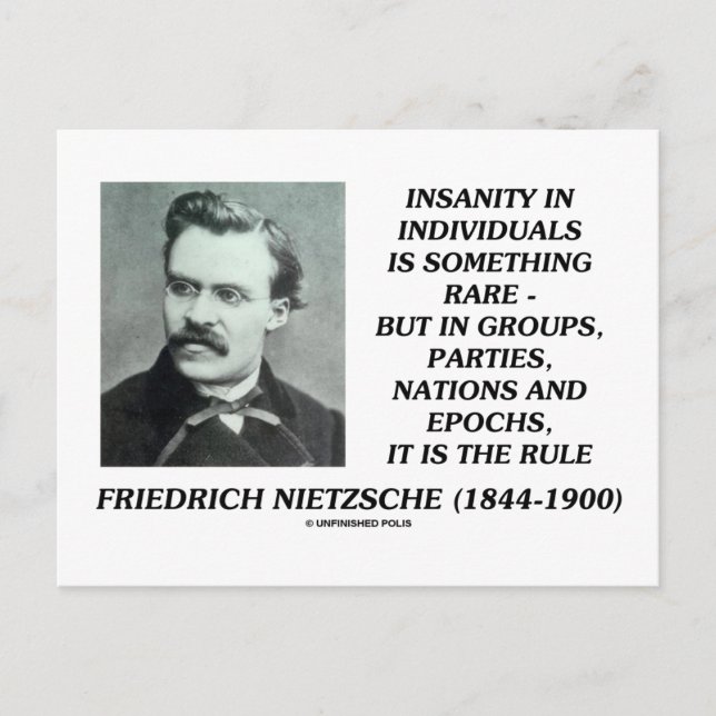 Carte Postale Nietzsche Insanity Rare Dans Les Individus Citer (Devant)