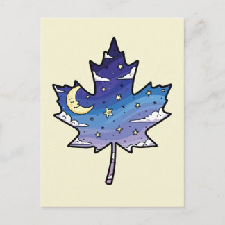 Carte Postale night sky in maple leaf