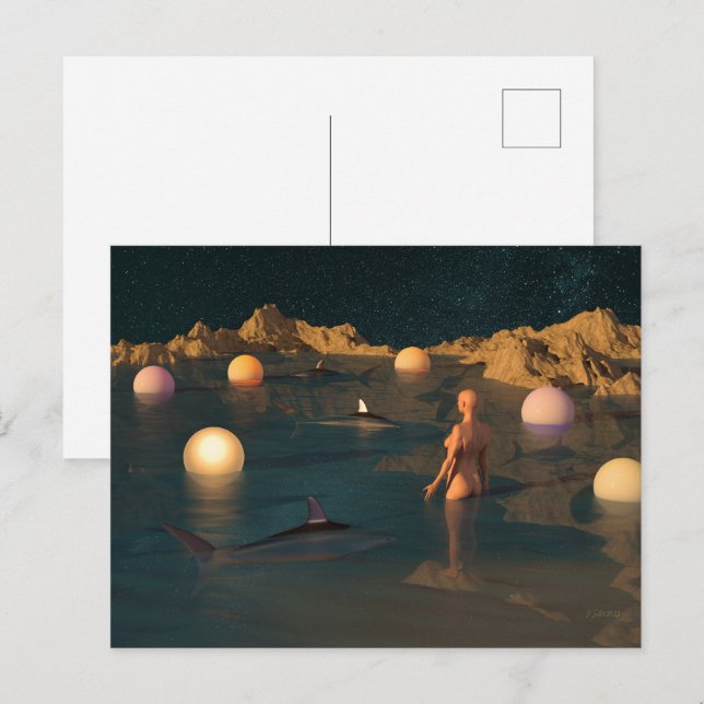 Carte Postale Night Swimming (Devant / Derrière)