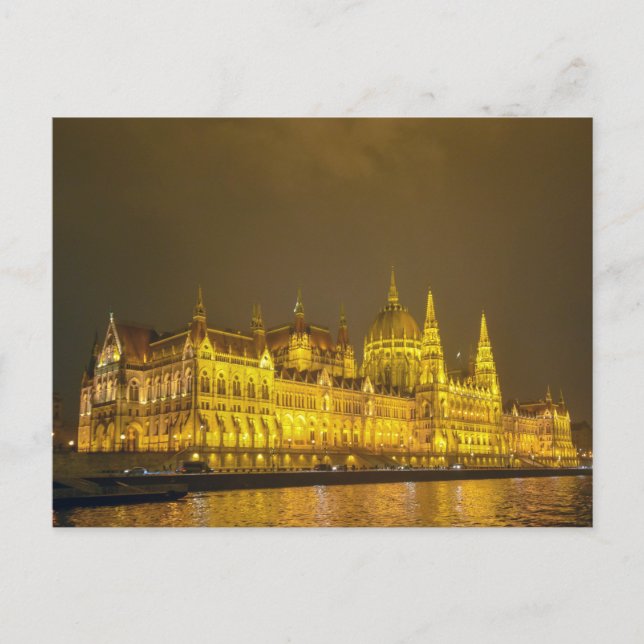 Carte Postale Night View, Hungarian Parliament, Budapest Hungary (Devant)