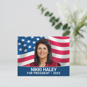 Carte Postale Nikki Haley - Photo de campagne avec le drapeau am