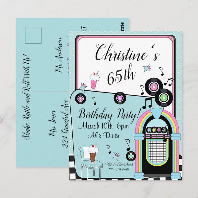 Carte Postale N'importe quel âge, Diner des années 1950 Invitati (Devant / Derrière)