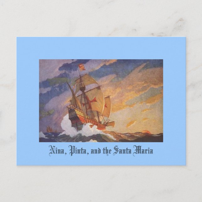 Carte Postale Nina, Pinta, et Père Noël Maria (Devant)