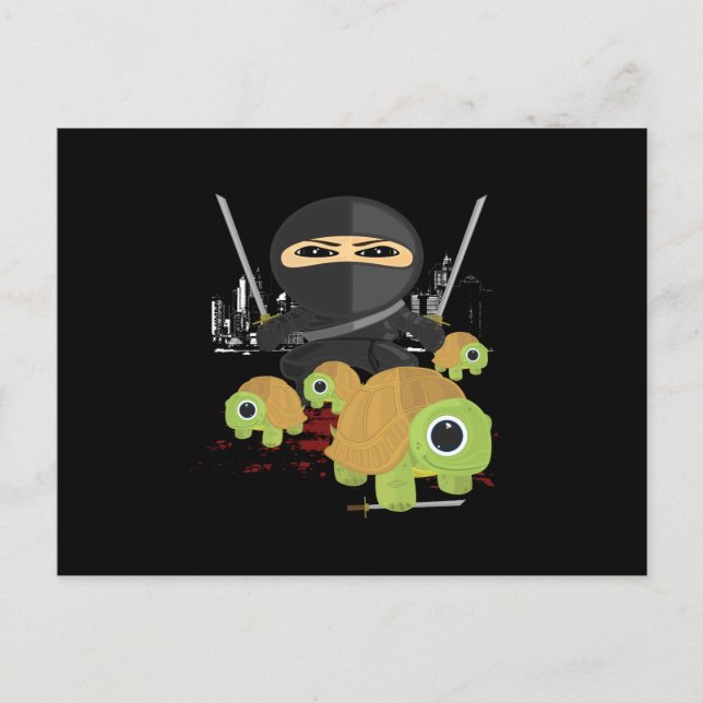 Carte Postale Ninja avec tortues (Devant)
