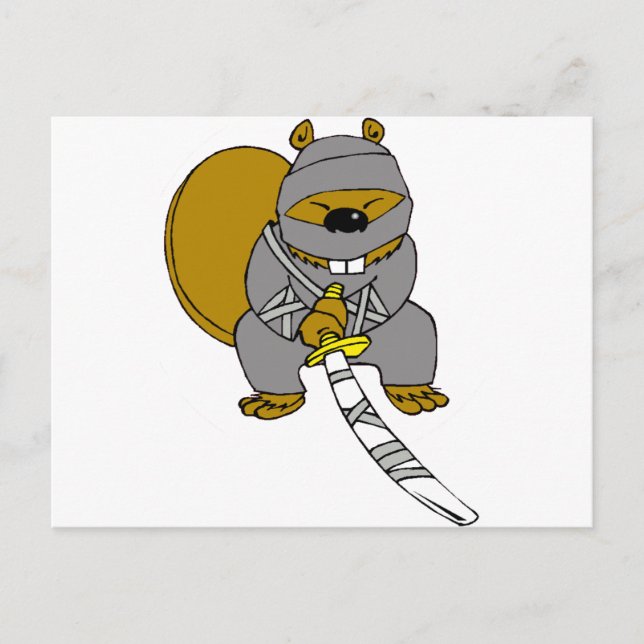 Carte Postale Ninja Beaver (Devant)