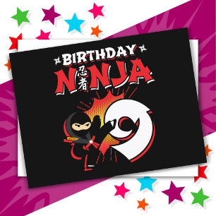 Carte Postale Ninja de bande dessinée de 9 ans pour son 9e anniv
