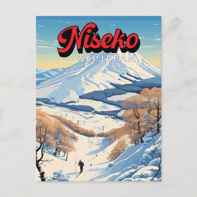 Carte Postale Niseko Hokkaido Japon Hiver Art Vintage (Devant)