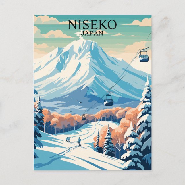 Carte Postale Niseko, Japon : Voyage de ski Vintage (Devant)