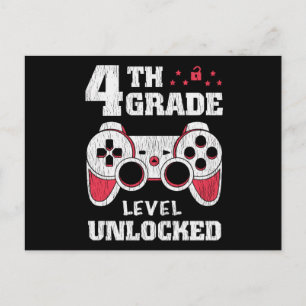 Carte Postale Niveau 4e débloqué Gamer Retour à l'école Enfants