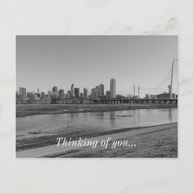 Carte Postale Niveaux de gris de Dallas Skyline (Devant)