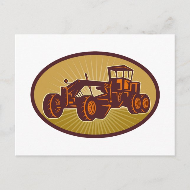 Carte Postale niveleuse routière de construction (Devant)