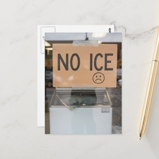 Carte Postale no ice sign in a window (Devant/Arrière en situation)