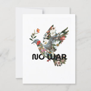 Carte Postale No War Peace Dove Pacifist Bold Statement