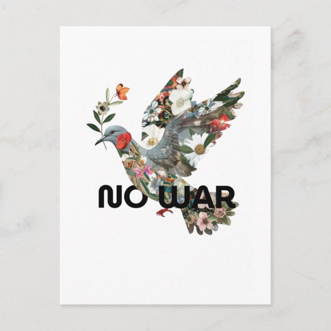 Carte Postale No War Peace Dove Pacifist Bold Statement (Devant)