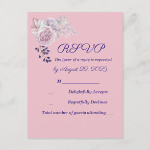 Carte Postale Noces à Cadre Géométrique Violet avec Pivoines Ros