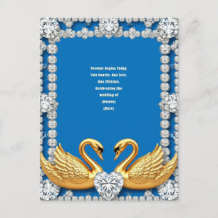Carte Postale Noces d'Or Cygne Cœur Diamant Romance