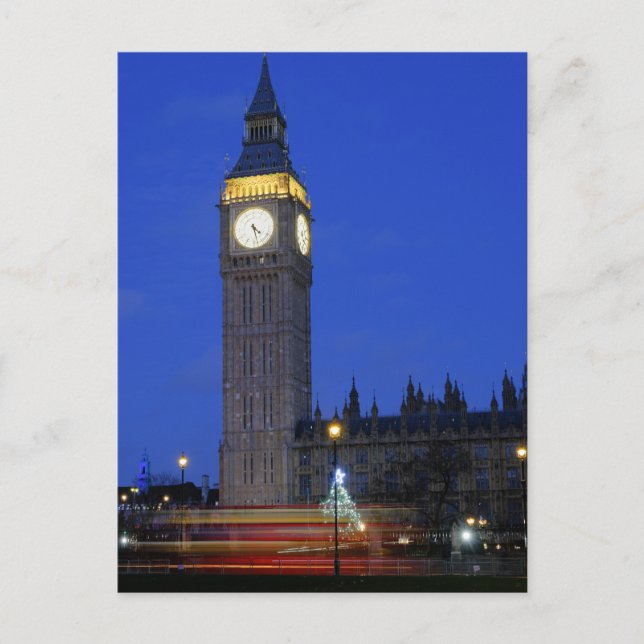 Carte Postale Noël à "Big Ben", Londres Royaume-Uni (Devant)