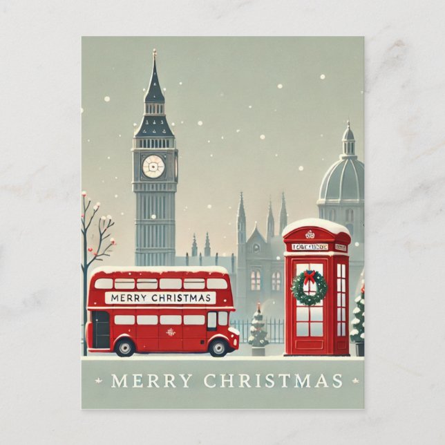 Carte Postale Noël à Londres | Big Ben & Festive Londres (Devant)