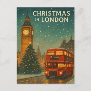 Carte Postale Noël à Londres – Scène de vacances festive avec R