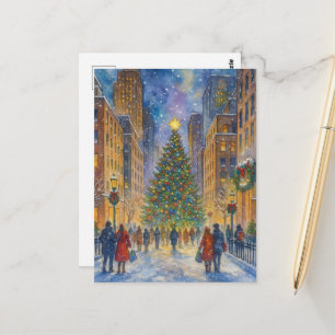 Carte Postale Noël à New York – Scène de ville hivernale