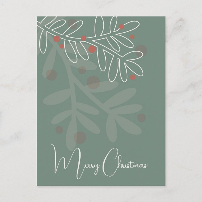 Carte Postale Noël abstrait floral simple gui (Devant)