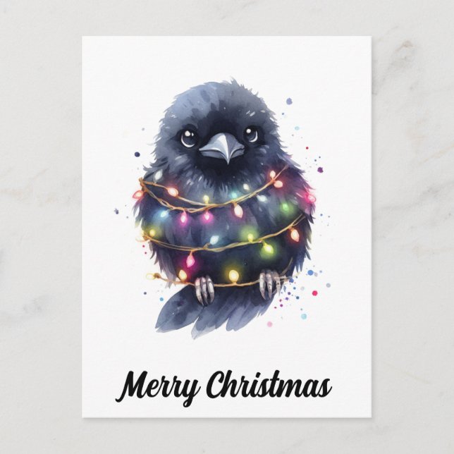 Carte Postale Noël adorable du Corbeau (Devant)