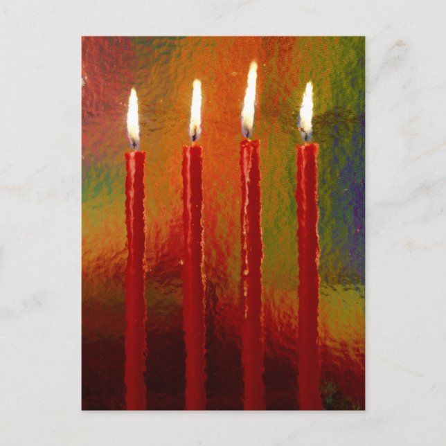 Carte Postale Noël, Advent, des bougies rouges brûlantes. (Devant)