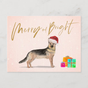 Carte Postale Noël Allemand Berger Chien Merry Bright