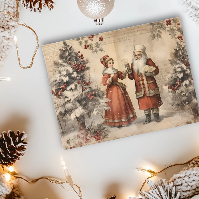 Carte Postale Noël Ancien Découpe Vintage Sainte Éphémère Fêtes (Créateur téléchargé)