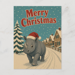 Carte Postale Noël animalier de Rhino Village Lane