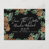 Noël Aquarelle Pommes de pin Noir Éphéméride