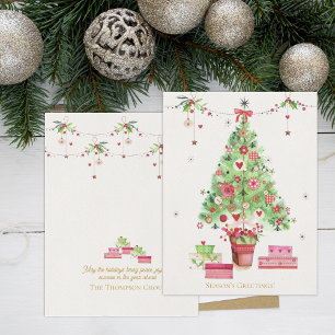 Carte Postale Noël Arbre & Cadeaux Festif Entreprise Fête