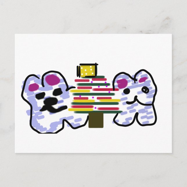 Carte Postale Noël aux ours polaires (Devant)