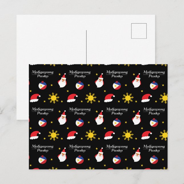 Carte Postale Noël aux Philippines Maligayang Pasko Tagalog (Devant / Derrière)