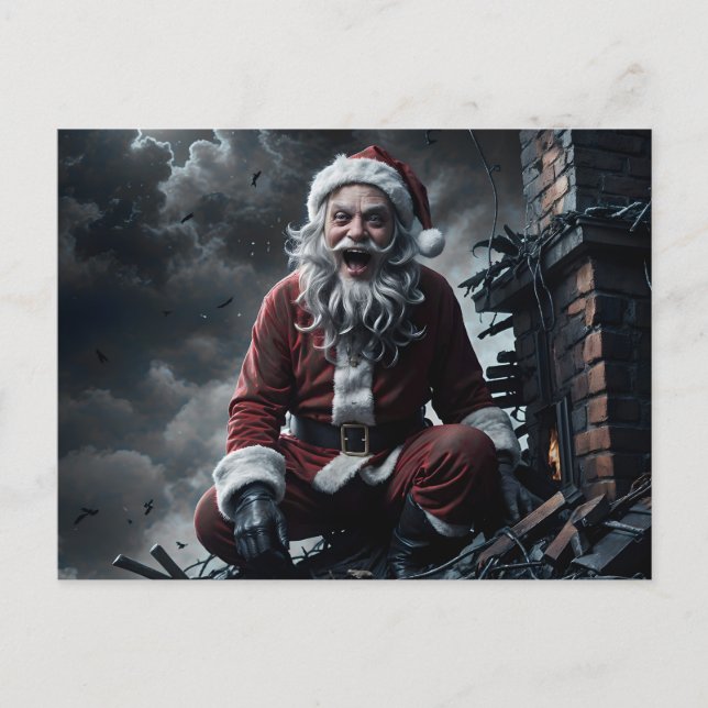 Carte Postale Noël avec le double maléfique du Père Noël (Devant)