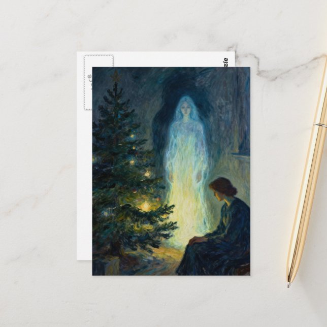 Carte Postale Noël avec le fantôme de toi (Devant/Arrière en situation)