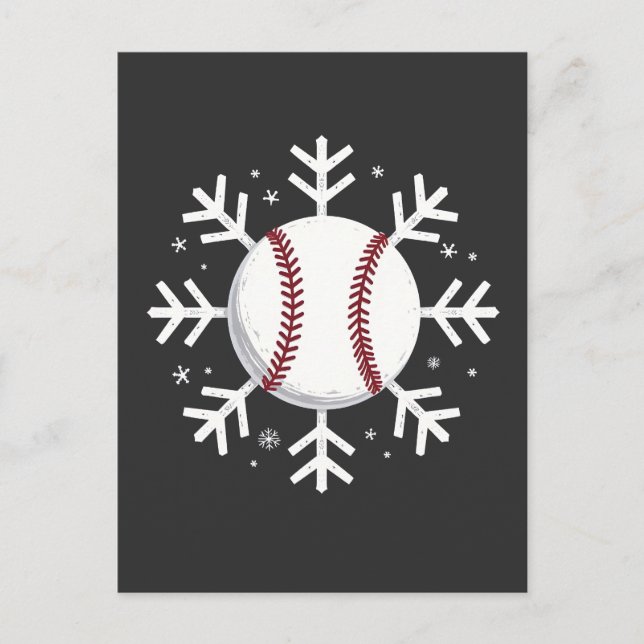 Carte Postale Noël Baseball Snowflake Sport Hit hit run (Devant)