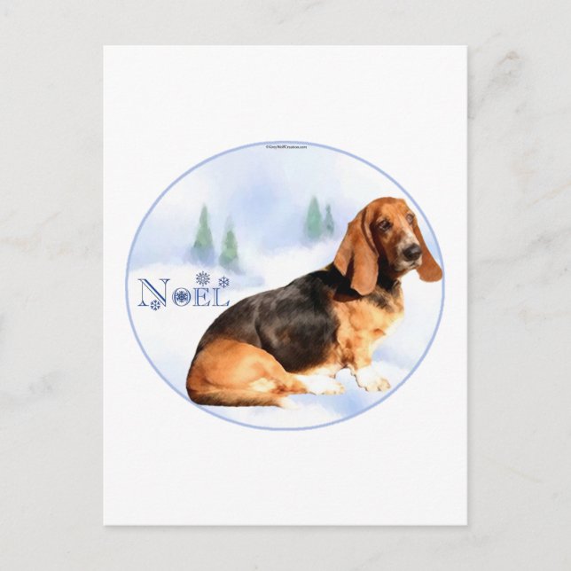 Carte postale Noel Basset Hound (Devant)