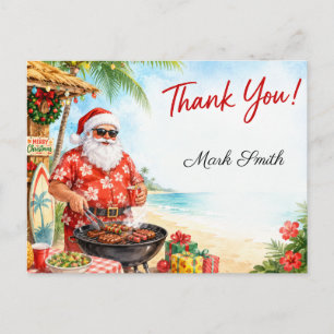 Carte Postale Noël BBQ Santa Claus Plage Tropicale
