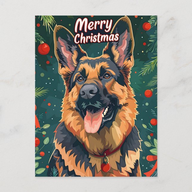 Carte Postale Noël berger allemand (Devant)