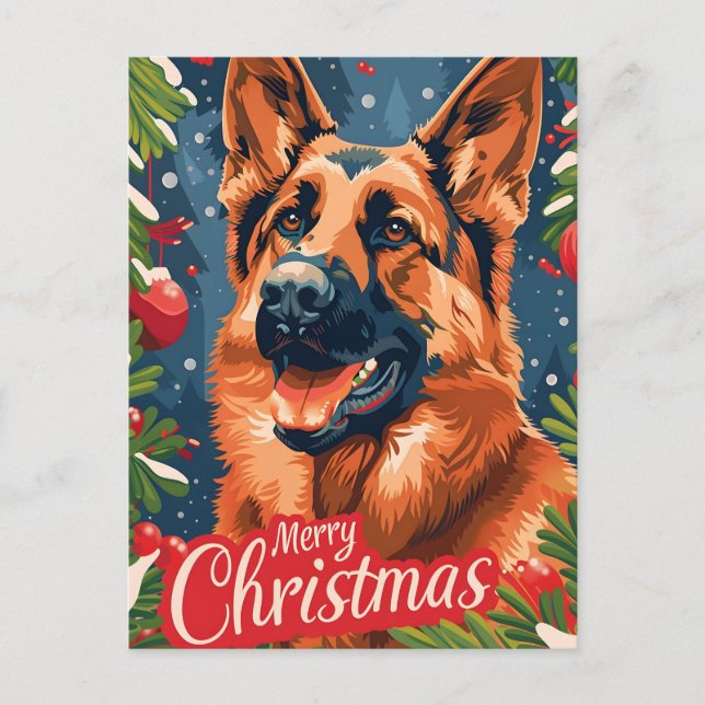Carte Postale Noël berger allemand (Devant)