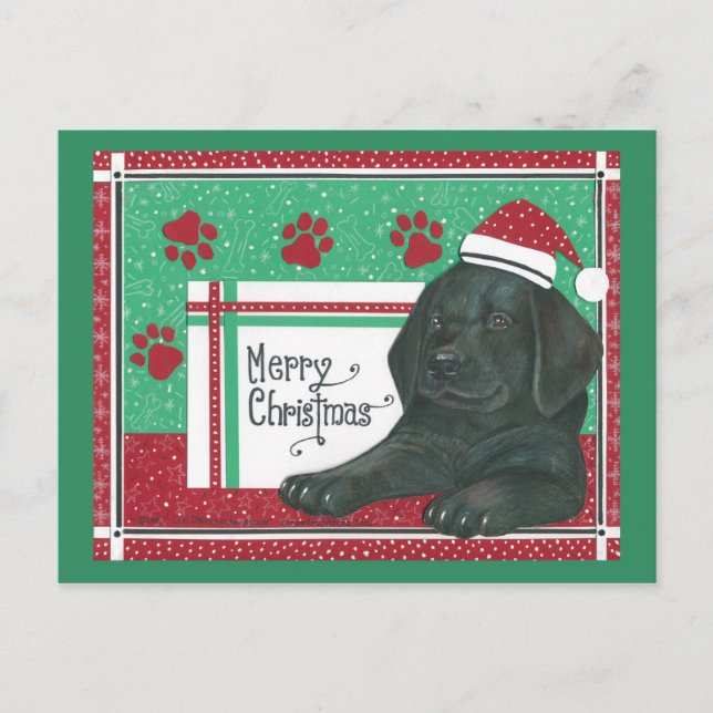 Carte postale Noël Black Lab (Devant)
