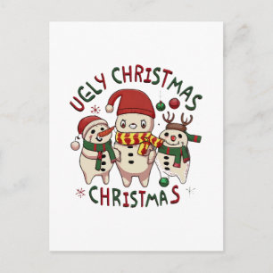 Carte Postale Noël blanc ; UGLY CHRISTMAS