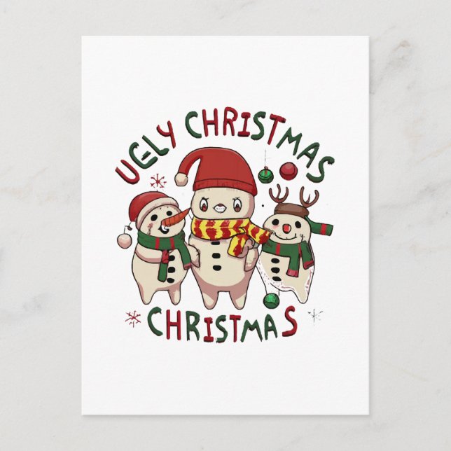 Carte Postale Noël blanc ; UGLY CHRISTMAS (Devant)