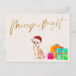Carte Postale Noël Chihuahua Chien Merry Bright